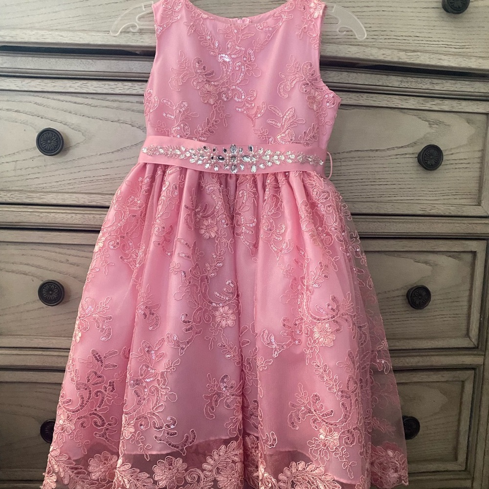 Elegant Pink Floral Kids Dress